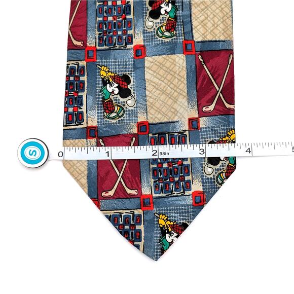 Vintage Mickey Unlimited Mickey Mouse Tie 90s Golf Motif Made in Italy Disney - Picture 7 of 8